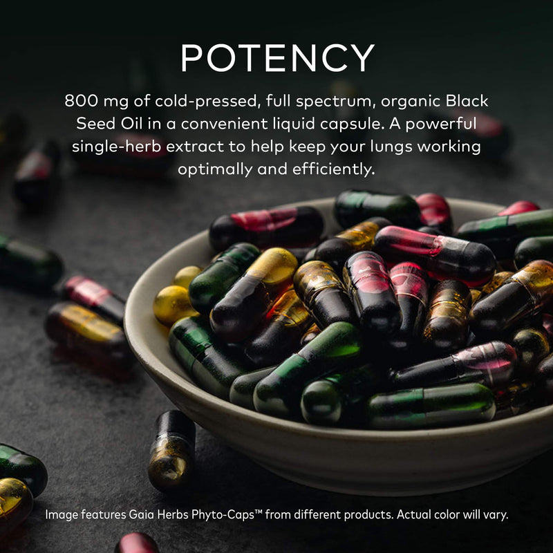 [Australia] - Gaia Herbs Black Seed Oil - Cold-Pressed Capsules for Lung, Respiratory, and Antioxidant Support - with Organic Nigella Seed Oil - Herbal Supplement - 60 Vegan Liquid Phyto-Capsules (30-Day Supply) 