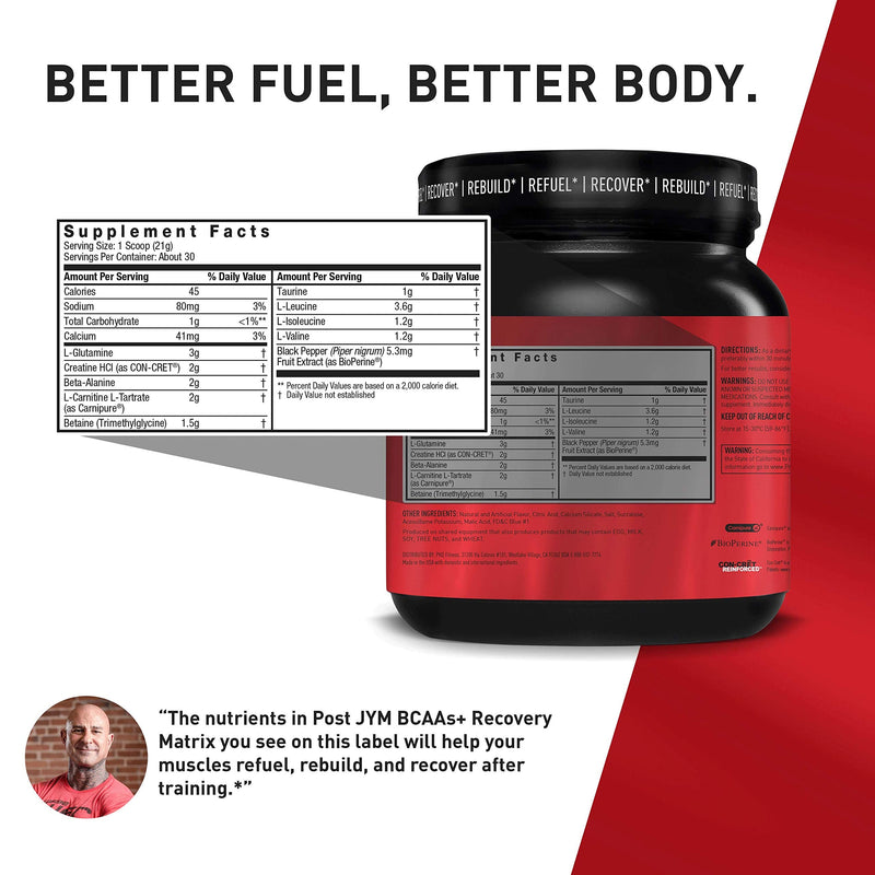 [Australia] - JYM Supplement Science Post Active Matrix, Glutamine, Creatine HCL Beta-Alanine, Lemonade Flavor, 1.3 Pound (30 Servings) 