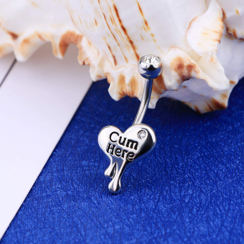 [Australia] - OUFER Belly Button Rings Heart Clear CZ 316L Surgical Steel Belly Rings Heart Shaped Letter Navel Rings Belly Rings Belly Piercing Jewelry pack 1 