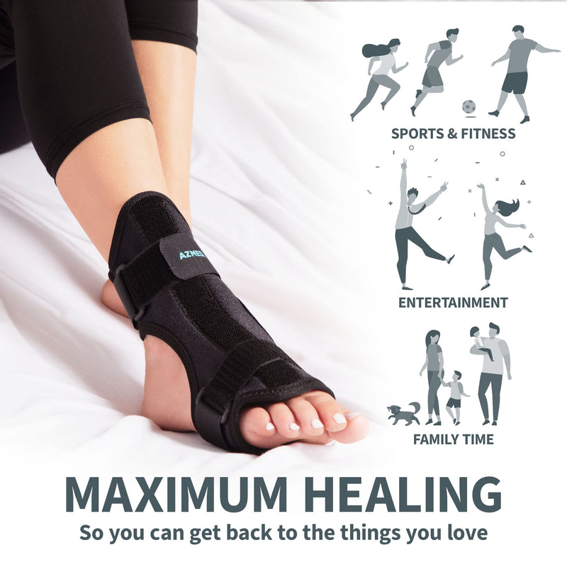 [Australia] - AZMED 2020 Plantar Fasciitis Night Splint [Lightweight & Breathable], Adjustable Foot Drop Brace, Heel, Ankle & Achilles Tendonitis Relief, Arch Pain Support, Easy to Wear, Fits Most Feet Types, Black 