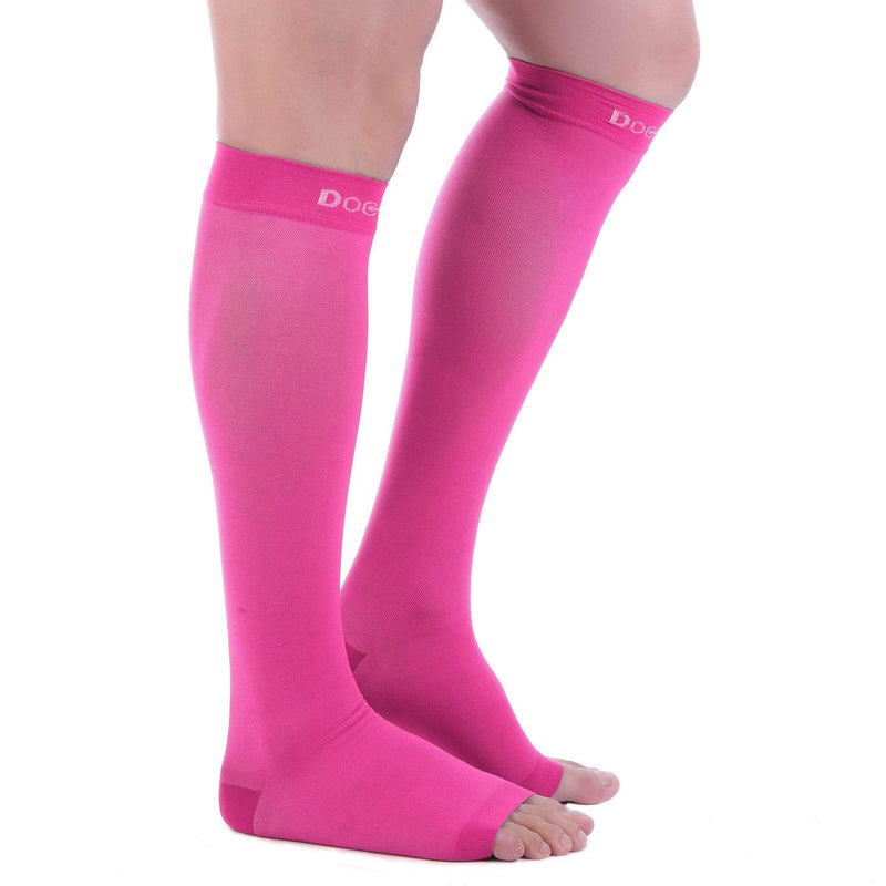 [Australia] - Doc Miller Open Toe Compression Socks 1 Pair 15-20 mmHg Firm Support Pink Large 
