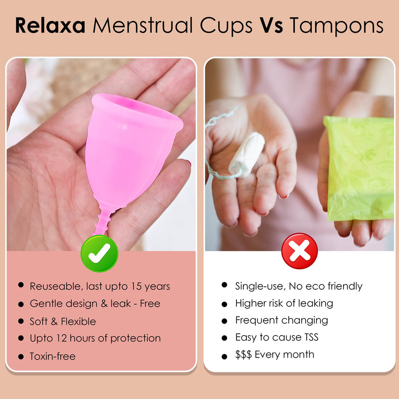 [Australia] - Relaxa Menstrual Cup Silicon of Medical Grade Reusable Super Soft Cups Flexible Period Product Menstruation Cup Perfect Period Cups for Womens L (Pack of 1) 