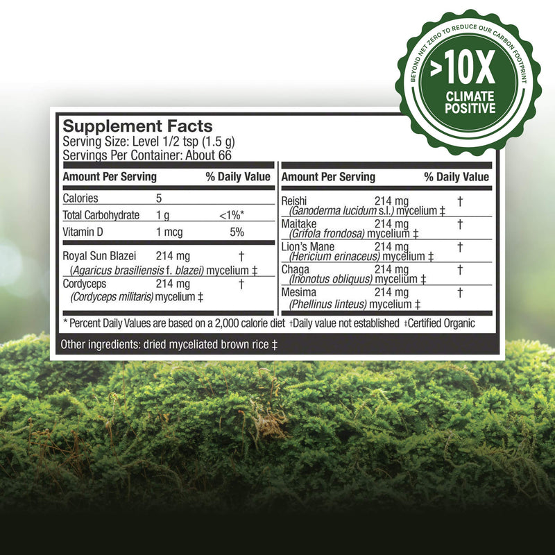 [Australia] - Host Defense, Stamets 7 Mushroom Powder, Daily Immune Support, Mushroom Supplement, 3.5 oz, Plain 