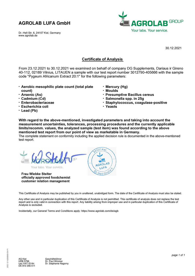 [Australia] - Pygeum Africanum 20000mg Equivalent (100mg of 20:1 Extract) 90 Vegan Capsules, 13% phytosterols, Certificate of Analysis by AGROLAB Germany, High Strength, Gluten and GMO Free 