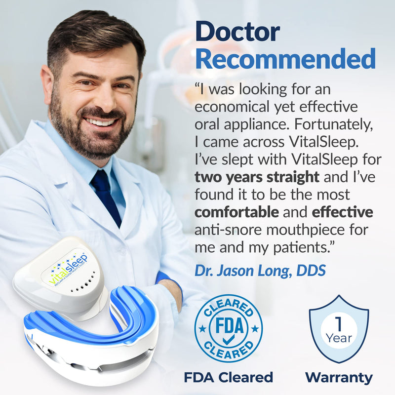 [Australia] - VitalSleep Anti-Snoring Mouthpiece, Adjustable Jaw Positioning, Custom Teeth Impressions, USA Made & FDA Cleared Snore Solution Mouth Guard 