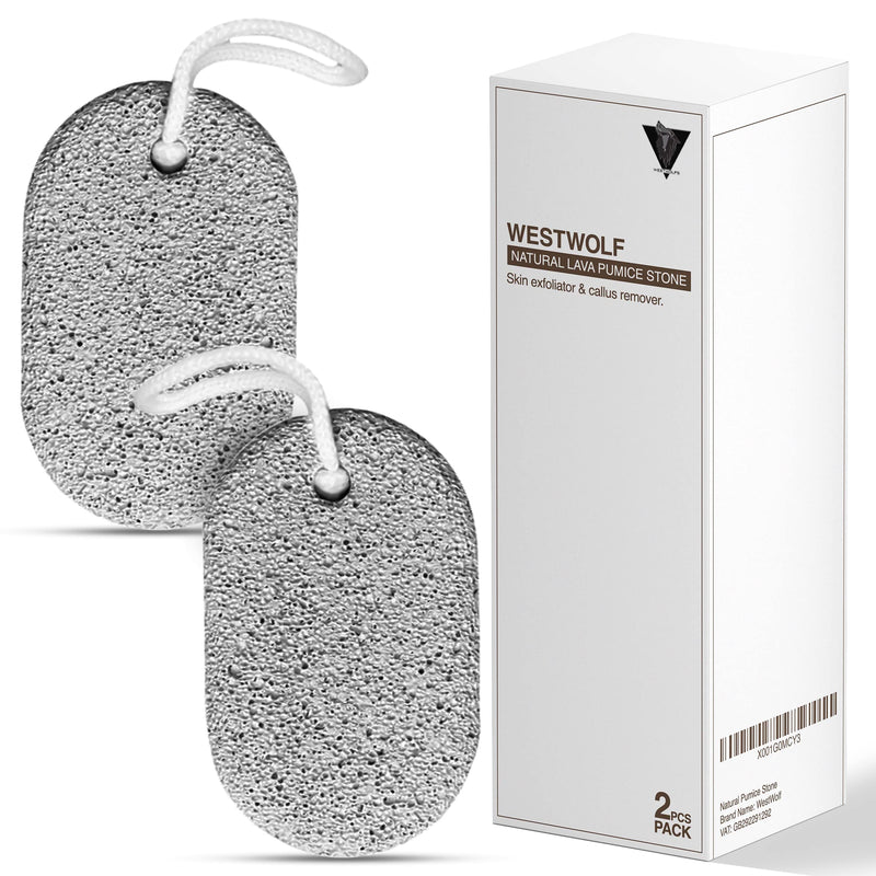 [Australia] - WestWolf Pumice Stone for Feet- Grey-Pack of 2 Organic, Skin Friendly Pumice Stones-Durable Foot Scrubber, Exfoliator and Callus Remover- for Mani, Padi and Skin Care 
