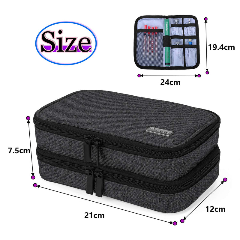 [Australia] - Yarwo Insulin Cooler Travel Case, Double-Layer Diabetic Travel Case with 4 Ice Packs, Diabetic Supplies Organiser for Insulin Pens, Blood Glucose Monitors or Other Diabetes Supplies, Black L (Pack of 1) 