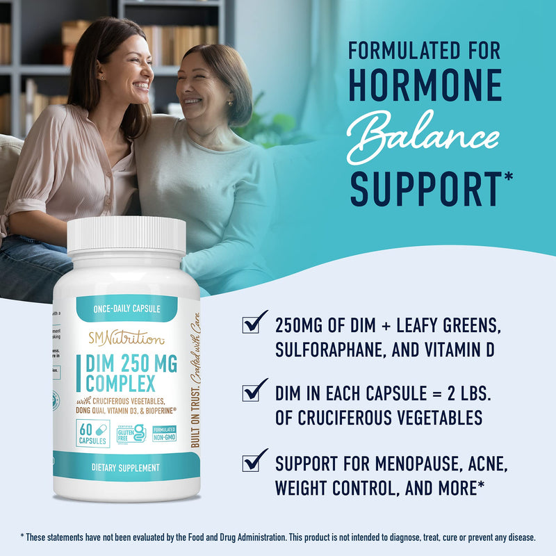 [Australia] - DIM Supplement 250 mg - Estrogen Balance for Women - Hormone Menopause Relief, Hormonal Acne Treatment, PCOS & Estrogen Metabolism Support Supplements with Dong Quai - Gluten-Free, 2-Month Supply DIM 250 Veggie Complex 