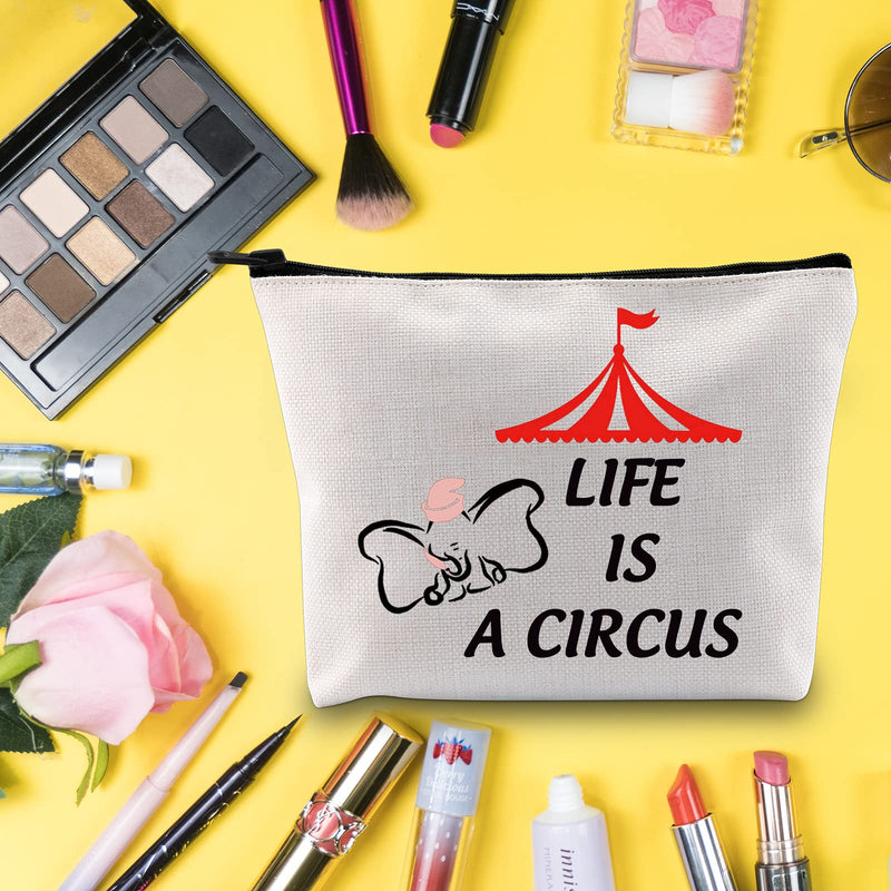 [Australia] - LEVLO Funny Dumbo Cosmetic Bag Dumbo Fans Gift Life Is a Circus Makeup Zipper Pouch Bag For Women Girls, Life Is a Circus, 