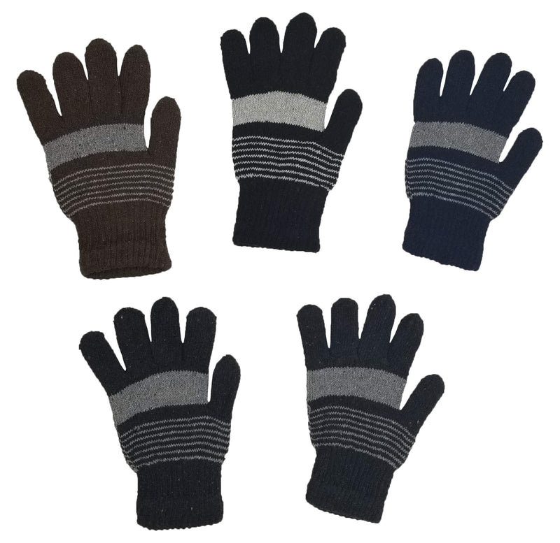 [Australia] - Winter Magic Gloves, 12 Pairs Stretchy Warm Knit Bulk Pack Mens Womens 12 Pairs Assorted Knit 