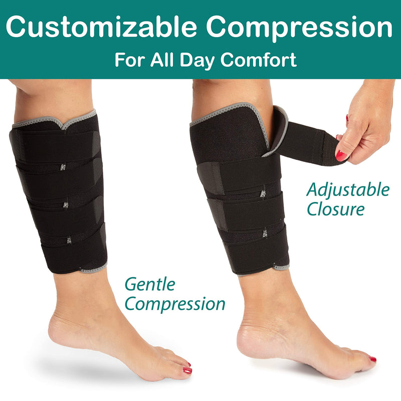 [Australia] - Calf Brace | Premium Compression Sleeve for Men & Women | Provides Pain Relief & Support | For Shin Splints, Lower Leg Pain, Torn Calf Muscle | Black Neoprene Adjustable Support Wrap for Runners Calf & Shin Brace 