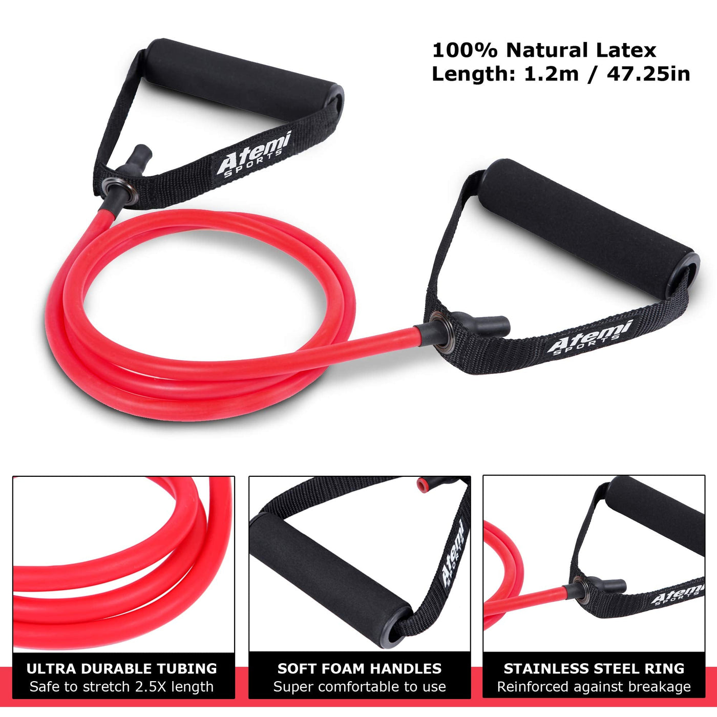 Resistance Band with Handles, Free Resistance Band Door Anchor & PDF  Exercise Guide, Resistance Tubes for Women or Men, Stretch Resistant Bands  #2 Medium