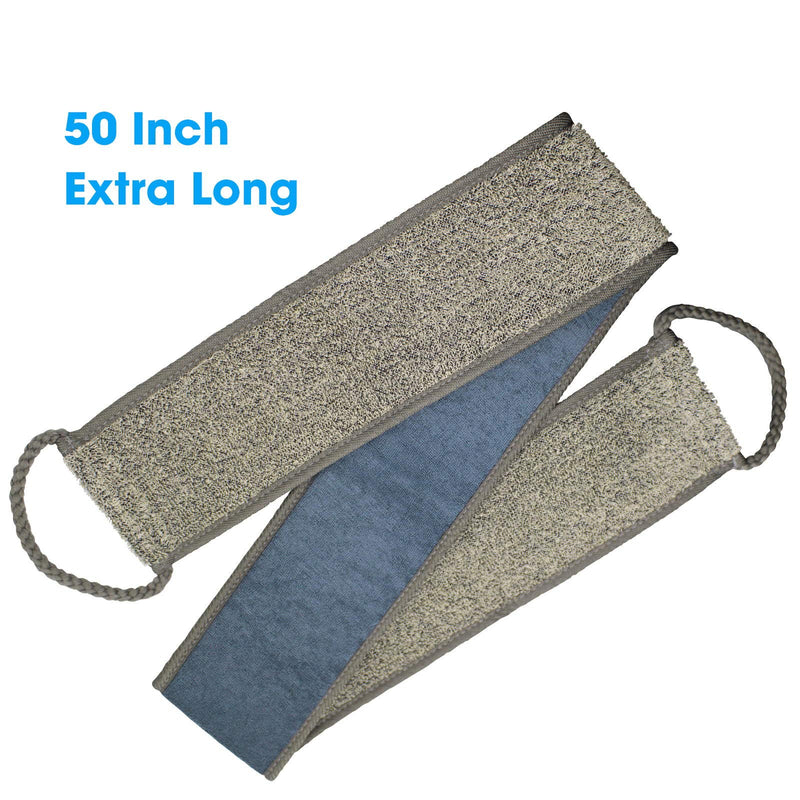 [Australia] - Loofah Back Scrubber, 50 Inch Extra Long Natural Flax Exfoliating Back Scrubber for Shower for Men Women, Deep Clean & Invigorate Your Skin, with Wall Hook 