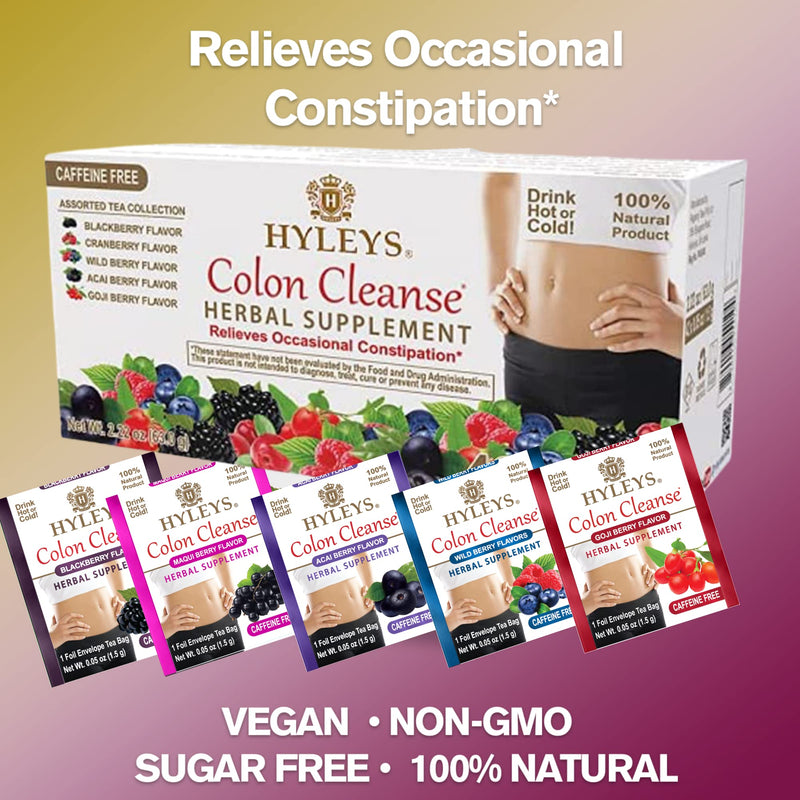 [Australia] - HYLEYS Tea Wellness Colon Cleanse 5 Flavor Assorted Tea, 42 Count, 1 Pack Assorted 42 Ct 42 Count (Pack of 1) 