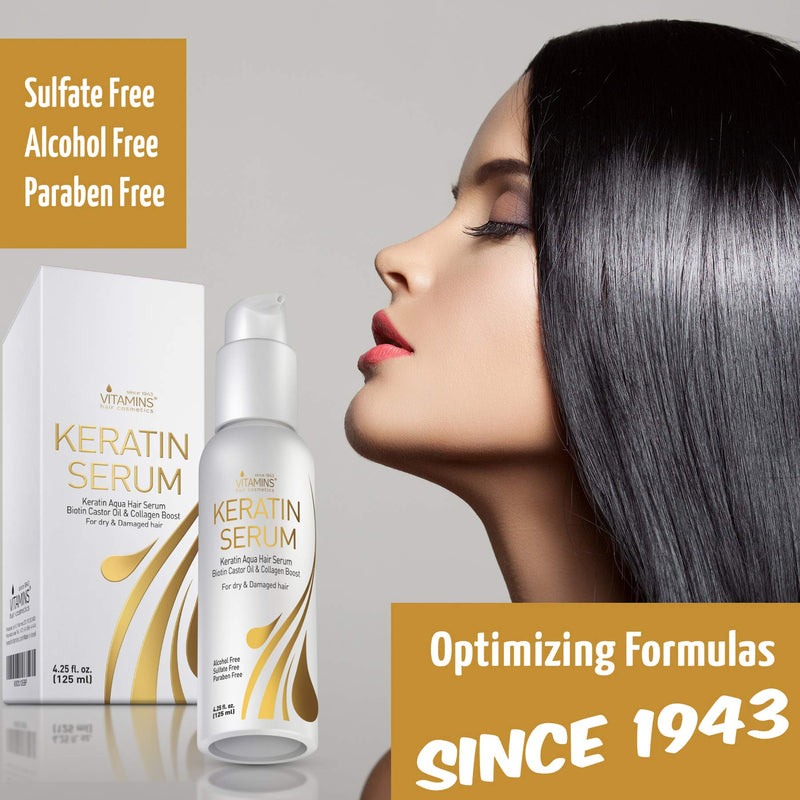 [Australia] - Vitamins Hair Serum Keratin Treatment - Biotin Collagen and Coconut Oil Hydrating Moisturiser for Frizzy Dry Damaged Hair - Anti Frizz Heat Protection for Curly Wavy or Straight Hair 
