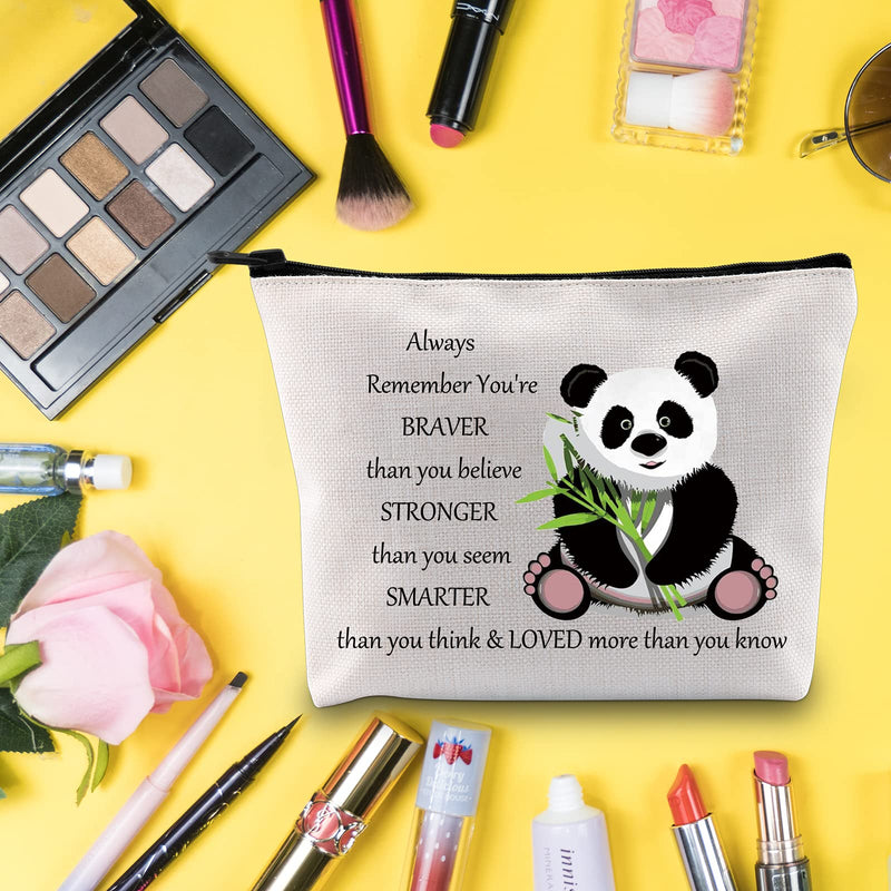 [Australia] - LEVLO Cute Panda Cosmetic Make up Bag Panda Inspired Gifts You Are Braver Stronger Smarter Than You Think Makeup Zipper Pouch Bag For Women Girls (Panda Bag) Panda Bag 