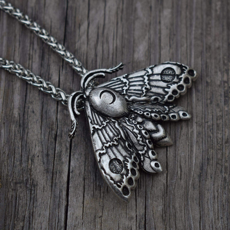 [Australia] - SanLan Death Head Moth Pendant Necklace Wicca Jewelry Goth Moth and The Moon 1-bronze 