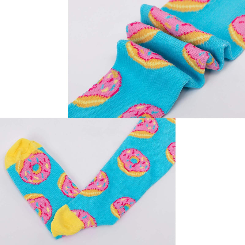 [Australia] - Compression Socks for Women (3Pair) Knee High Support Stocking Ideal for Nurse, Flight, Sports, Travel, Pregnancy 15-25mmHg Donuts L-XL 