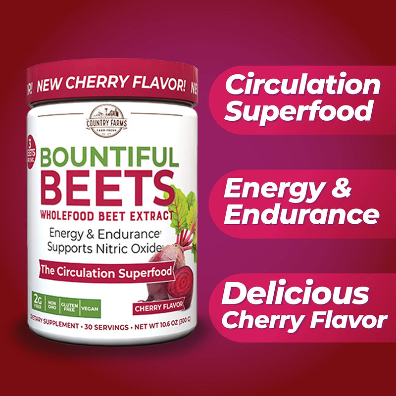 [Australia] - COUNTRY FARMS Bountiful Wholefood Beets Extract Circulation Superfood, 30 Servings (Packaging may vary), White, 10.6 Ounce 