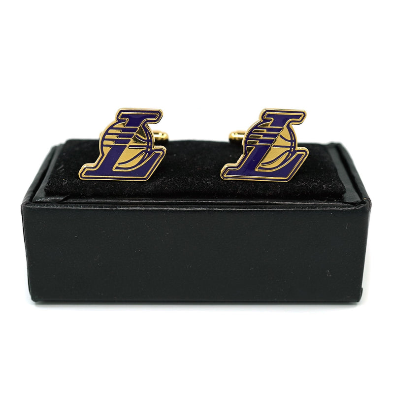 [Australia] - Teri's Boutique LA Lakers Basketball Sports Club Logo Men's Fashion Jewelry Cuff Links w/Gift Box 