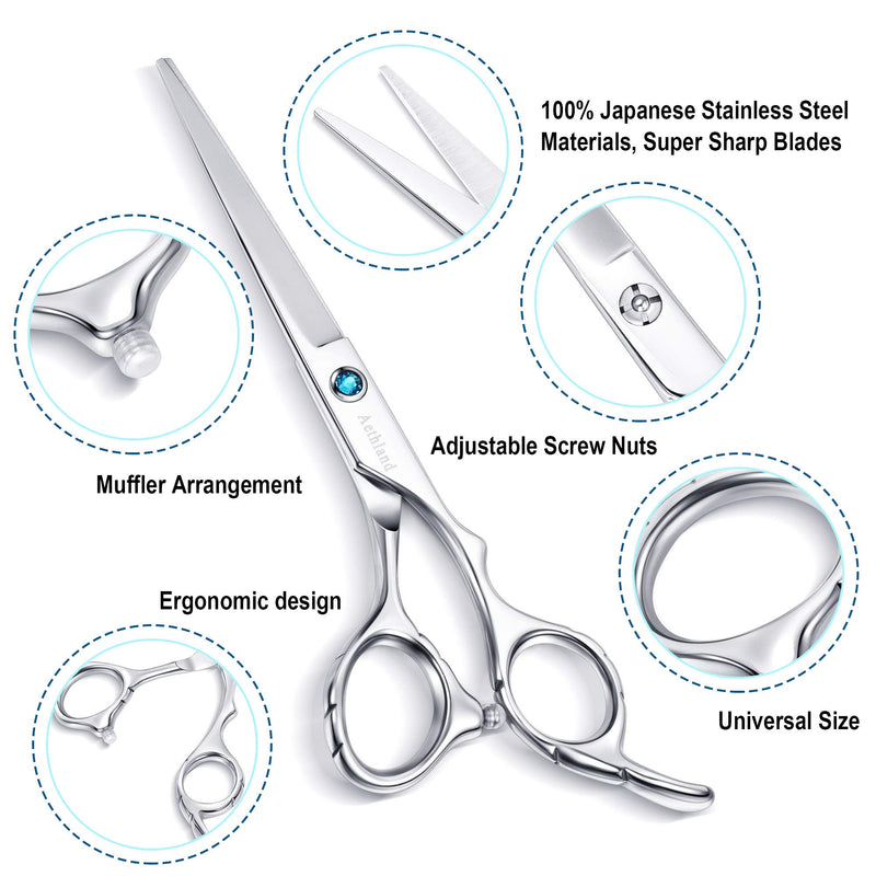 [Australia] - Hair Cutting Scissors , Aethland Japanese 9CR Stainless Steel Professional Barber Hairdressing Shears (Trimming Shaping Grooming Shears) for Men Women Pets Home Salon Barber Haircut Kit, 6.5" Silver Haircut Scissors 
