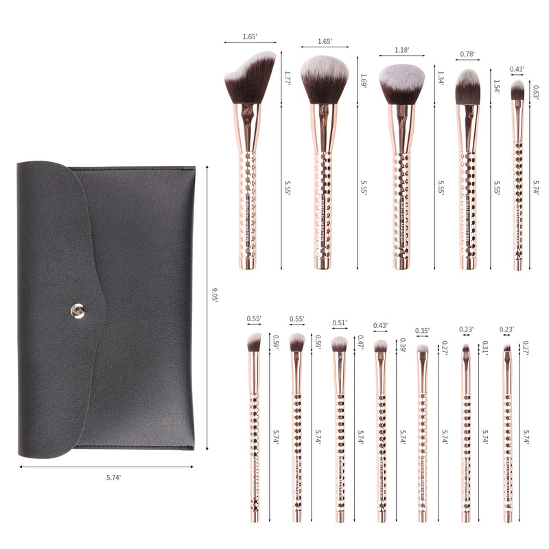 [Australia] - Brush Master Makeup Brushes Set 12 Pcs, Professional Face Cosmetic Brush for Kabuki Foundation Contour Concealer Eyeshadows Lip W/ Leather Bag 