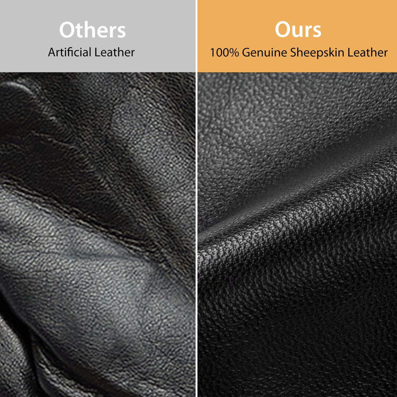 [Australia] - Genuine Sheepskin Leather Gloves For Women, Winter Warm Touchscreen Texting Cashmere Lined Driving Motorcycle Dress Gloves Black(cashmere Lining) S-6.5 