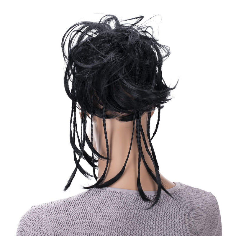 [Australia] - PRETTYSHOP XXL Large Scrunchy Braided Updo Slightly Wavy Messy Bun Hairpiece Black G1D black #1 G1D 