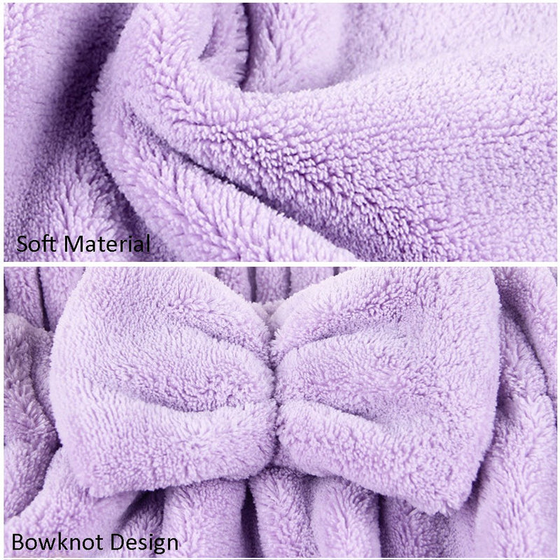 [Australia] - Bath Wraps for Women Microfiber Adjustable Shower Spa Wrap and Dry Hair Towels Set Purple 