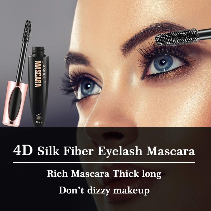 [Australia] - SIAMHOO 4D Silk Fiber Eyelash Mascara Black Mascara for Thickening and Lengthening Waterproof Mascara No Smudge for Women (Intense black - 3pcs) 