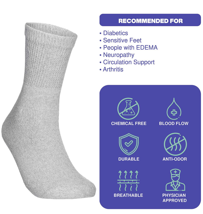 [Australia] - Special Essentials 6 Pairs Men's Cotton Diabetic Ankle Socks Black Grey White (10-13, White) 10-13 