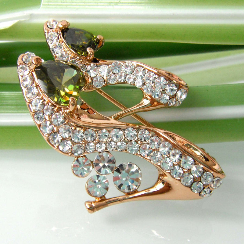 [Australia] - Navachi 18k Gold Plated Cubic Zicon Austrian Crystal Shoes Brooch Pin Green 