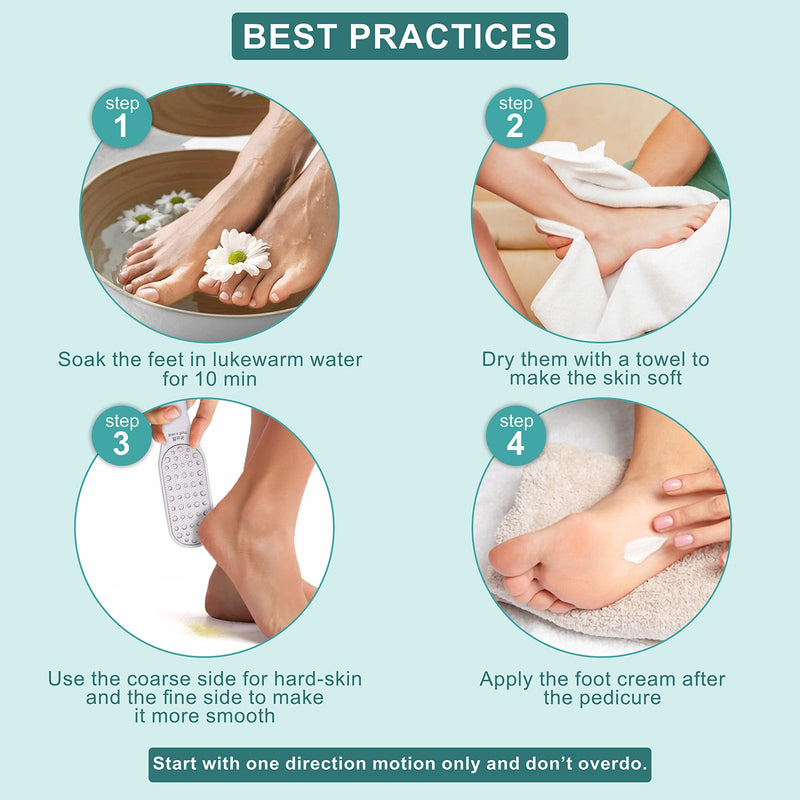 [Australia] - 3-in-1 Pedicure Foot File for Hard Skin Professional - Anti-Rust Steel Callus Remover for Cracked Heels - Easy to Utilize & Anti-Skid Design - Feet Care Tool for Wet & Dry Use- BRITS N STUFF 