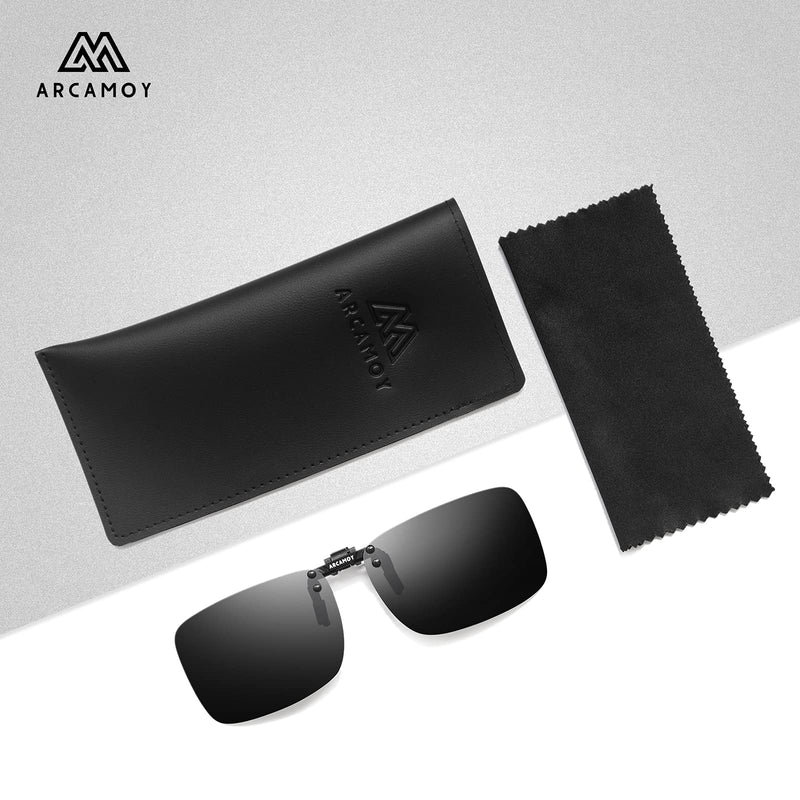 [Australia] - ARCAMOY Clip on Sunglasses Over Prescription Glasses Polarized Anti Glare Flip Up UV Protection Driving Glasses For Men Women Black 