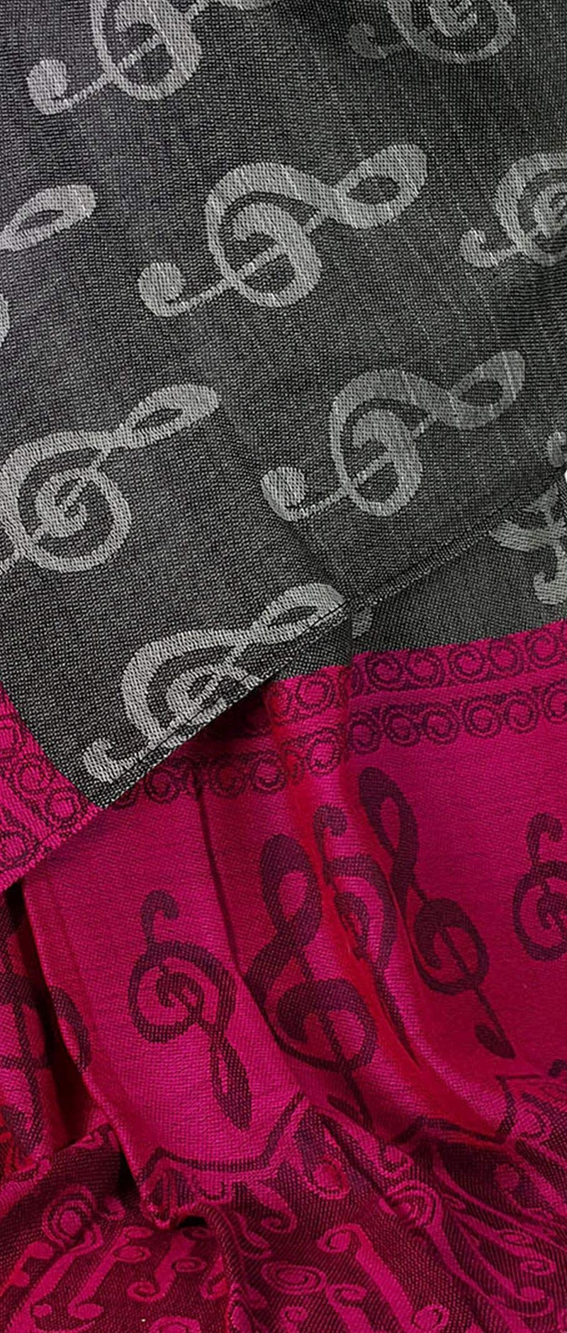 [Australia] - GFM Music Notes Print Scarf Or Pashmina - Large Or Medium Size - Soft MUP2-BHCrtGLB - Pink 1 