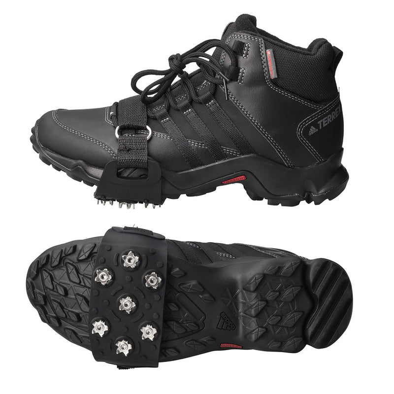 [Australia] - FANBX F Crampon Traction Cleats Anti-Skid Traction Grips Crampons Spikes 7 Point Cleats for Footwear for Walking, Jogging, Hiking, Mountaineering Ice Snow Grips Black 