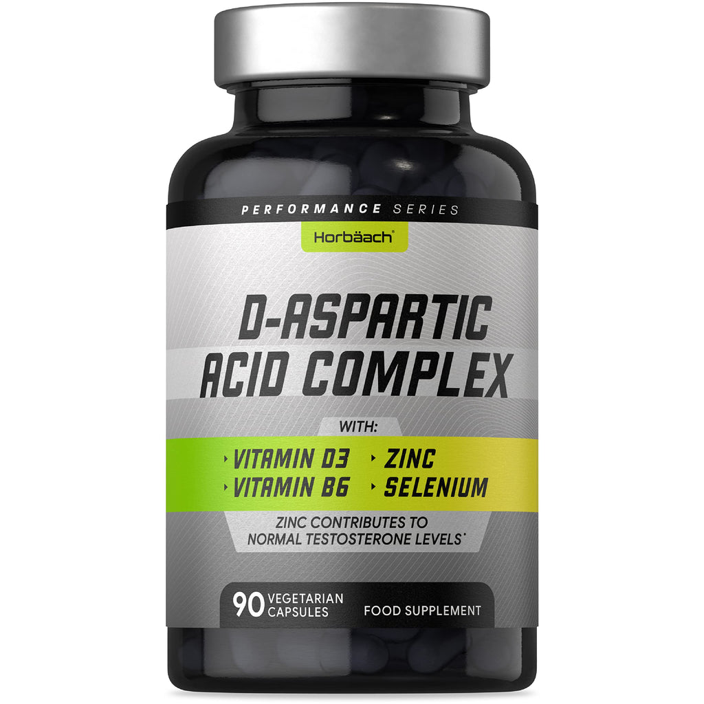 [Australia] - D-Aspartic Acid Capsules | 90 Count | Athletic Performance & Testosterone Level Supplement | Suitable for Vegetarians | by Horbaach 