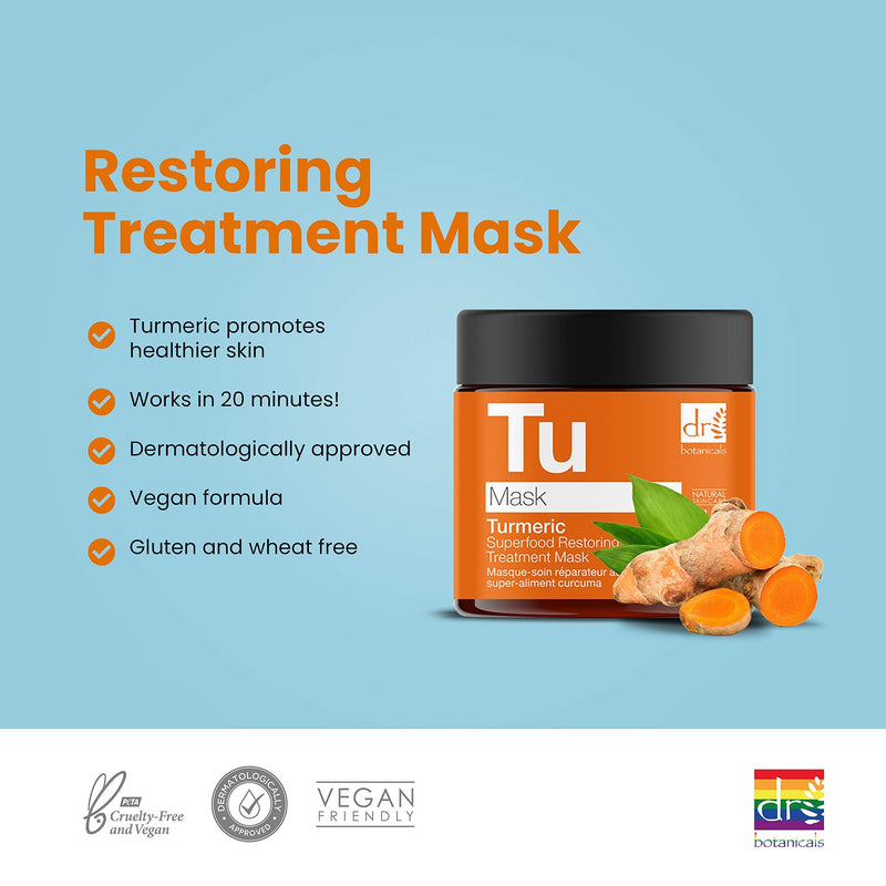 [Australia] - Dr Botanicals Turmeric Superfood Restoring Treatment Hydrating Mask for Skin regeneration and skin care 60 ml Orange 60 ml (Pack of 1) 