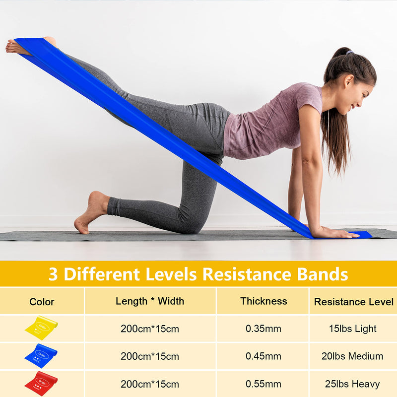 [Australia] - Gritin Resistance Bands, [Set of 3] Skin-Friendly Exercise Bands Fitness Bands Set with 3 Resistance Levels - Door Buckle, Microfibre Towel & Carrying Bag Included 1.5M 