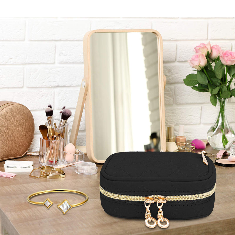 [Australia] - Teamoy Mini Jewelry Travel Case, Small Storage Organizer Bag for Earrings, Necklace, Rings and More, Black 