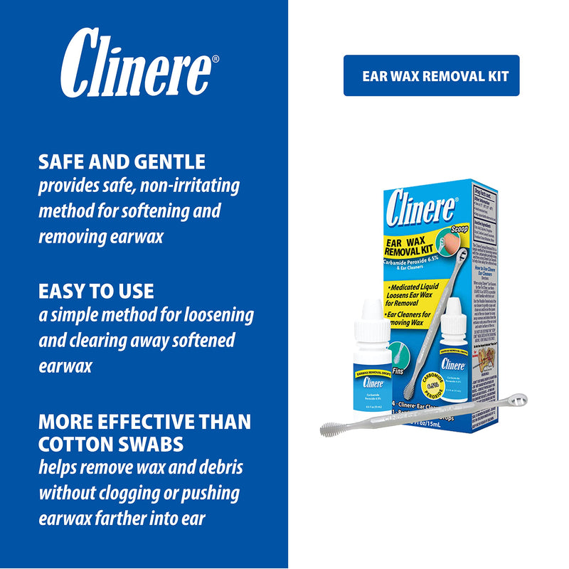 [Australia] - Clinere Earwax Removal Kit, Safely and Gently Clean Ear Wax, Itch Relief, Works Instantly .5oz Carbamide Peroxide, 4 Count 