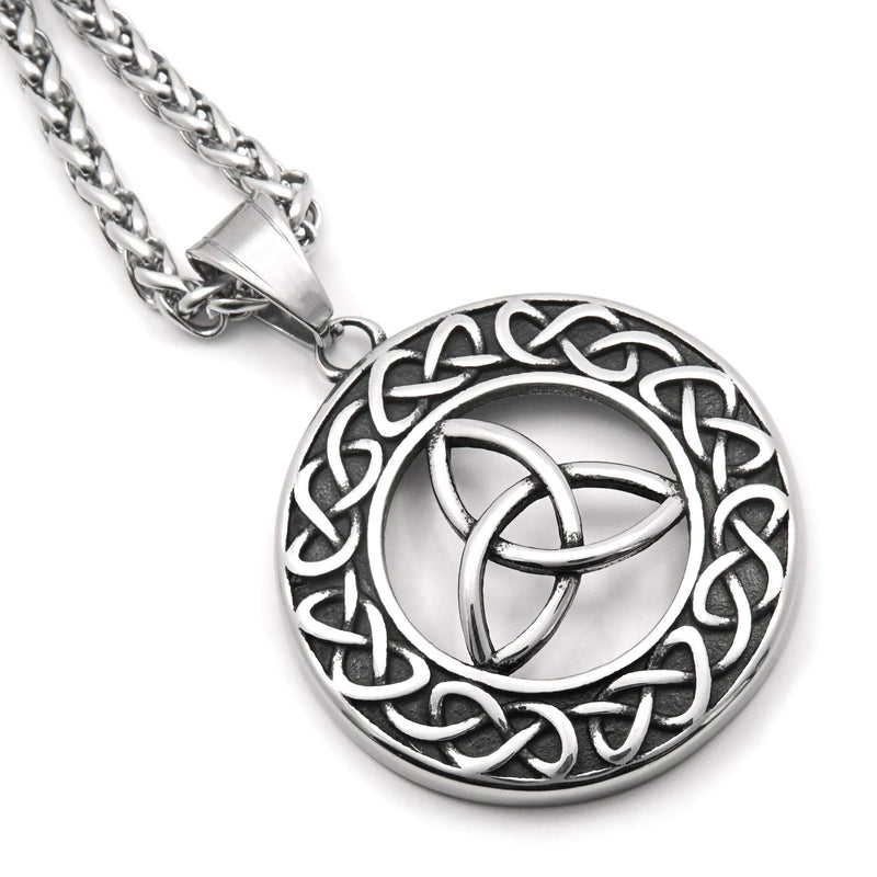 [Australia] - Gungneer Stainless Steel Triquetra Irish Celtic Knot Pendant Necklace Endless Love Eternity Protection Jewelry Amulet 20inch 