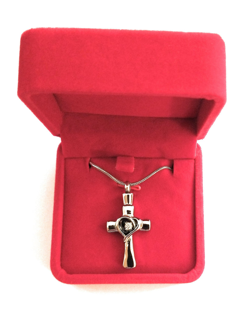 [Australia] - Cross Memorial Urn Necklace for Ashes - Cremation Keepsake Pendant - Funnel Fill Kit Included 