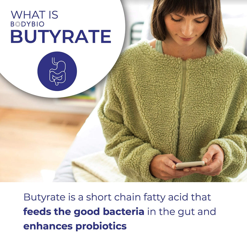 [Australia] - BodyBio POSTBIOTIC - Butyrate Supplement | Butyric Acid + Sodium | Highly Bioavailable | No Fillers | No Additives | Vegetarian-Friendly | 60 Capsules, White 60 Count (Pack of 1) 