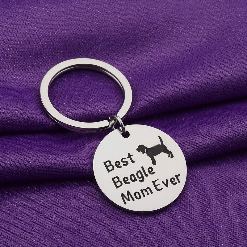 [Australia] - PENQI Beagle Mom Gift Beagle Lover Gift Best Beagle Mom Ever Keychain Beagle Owner Gift Animals Lover Gift Pet Lover Gift for Dog Lover sliver 