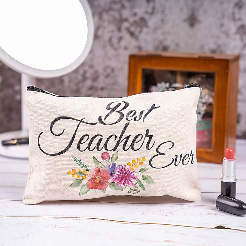 [Australia] - 8 PCS Teacher Gifts Makeup Bags Cosmetic Travel Carrying Case Toiletry Pouch with Zipper in 2 Unique Designs, Teacher Appreciation Gifts, 9 x 6 Inch 