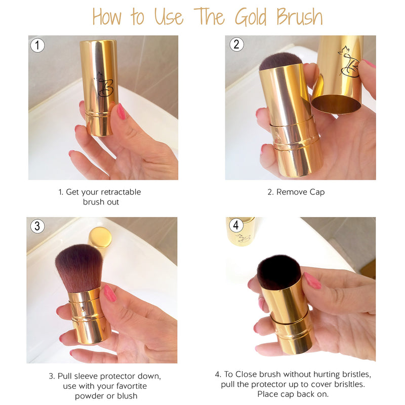 [Australia] - Beautilee Makeup Blending: Blend Like a Pro with This 3 Piece Beauty Kit of 2 Soft Sponges and 1 Soft Powder Brush in 3 Color Choices Plus Instructions (Gold) Gold 