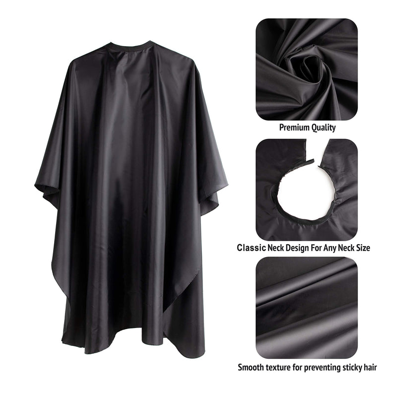 [Australia] - DELKINZ Barber Cape Large Size with Adjustable Snap Closure waterproof Hair Cutting Salon Cape for men, women and kids- Perfect for Hairstylists - Black 