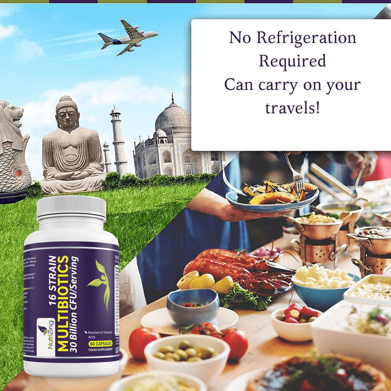 [Australia] - BioCultures Complex - 16 Live Strains with 30 Billion CFU/Serving Source Powder - Vegan Time Release Capsules. with Lactobacillus Acidophilus and Bifidobacterium - Made in UK by Nutrizing 