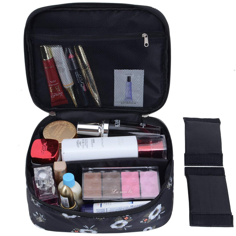 [Australia] - Trawila Travel Makeup Cosmetic Case,Portable Brushes Case Toiletry Bag Cosmetic Bag (Black 1) 